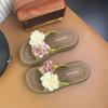 Korean Version of Sweet Flower One-word Women, Light and Comfortable In Summer, Wearing Small Flower Cool Slippers, Thick-soled Slippers