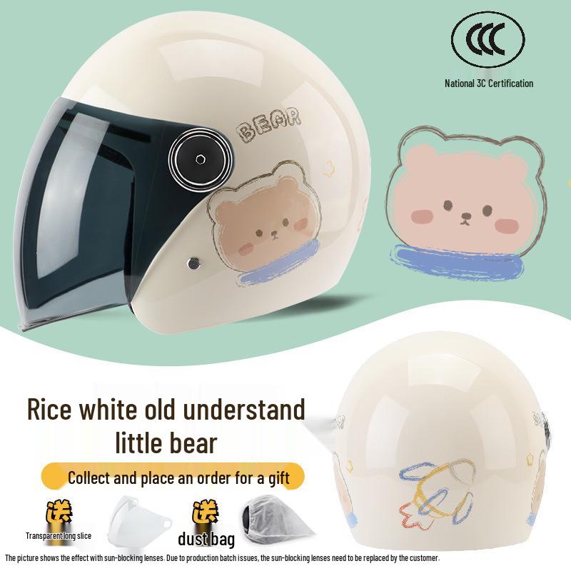 Universal 3C Certified Motorcycle Helmet for All Seasons - Cute, Safe, Sun-Protected, Unisex Half Helmet for Summer and Fall/Winter
