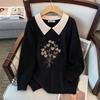 Plus Size Women's Winter Lapel Top - Slimming Long Sleeve Sweater Knitwear for Curvy Girls 200/300 Jin 8026