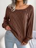 Autumn and Winter Casual Square Neck Button Twist Knitted Pullover Sweater