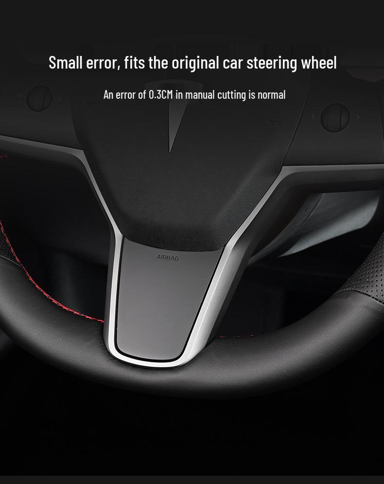 Tesla Hand-Stitched Genuine Leather Steering Wheel Cover for Models 3/Y/X/S - Full Coverage, Anti-Slip Grip.