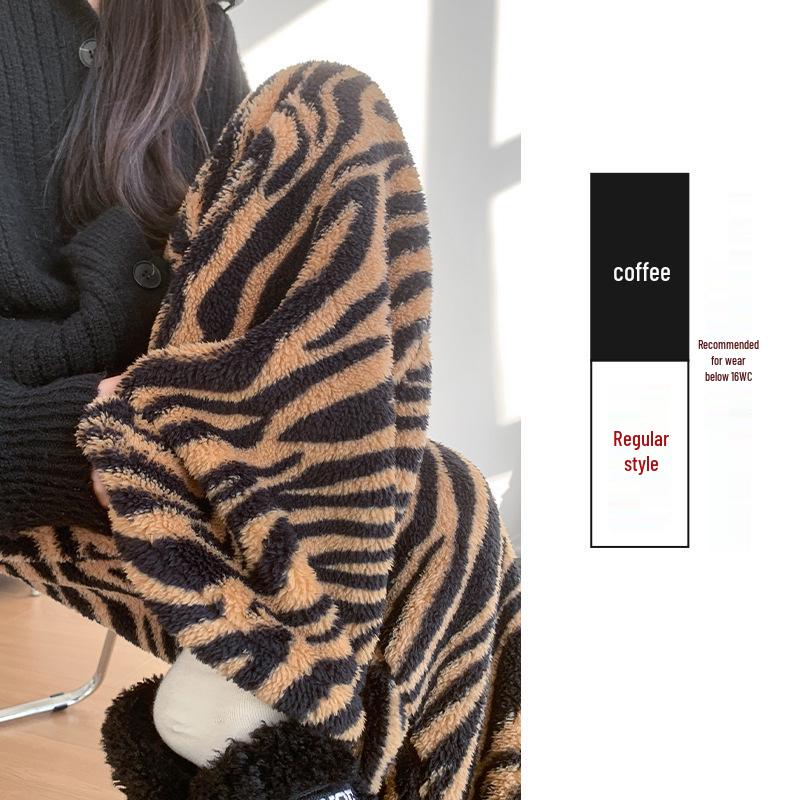 

Women s High-Waisted Wide-Leg Tiger Stripe Pants - Retro Drape Design for Autumn/Winter Medium