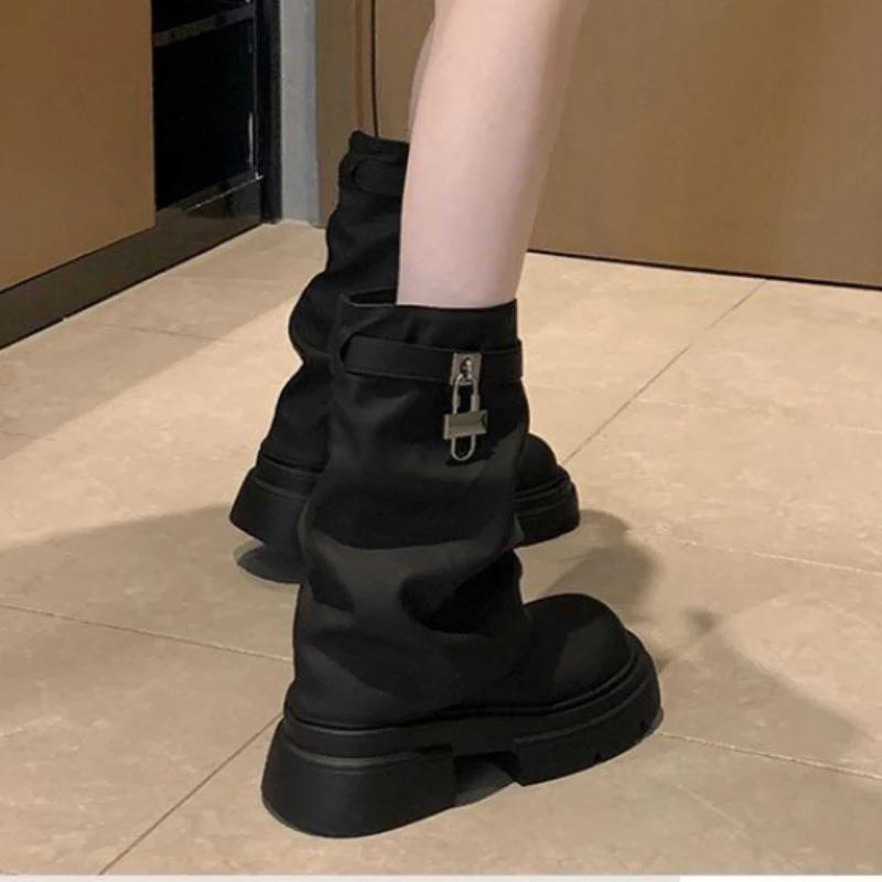 Mode Mode Damen High Heels 2024 Herbst Winter Neu Kurze Stiefel Französisch Retro Damenschuh Dicke Sohle Vielseitig Damen Lederschuhe