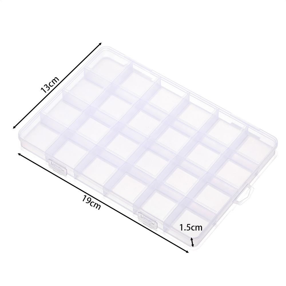 Plastic Jewelry Box 6/10/15/24/28 Compartment Slot Organizer Storage Beads Container Jewelry Storage Box Rectangle Case
