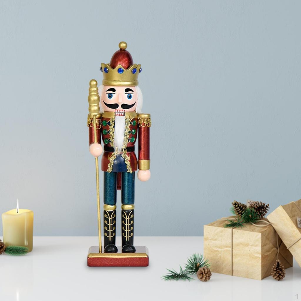 Christmas Nutcracker Desktop Ornament Wooden Figurine 25cm for Fireplace