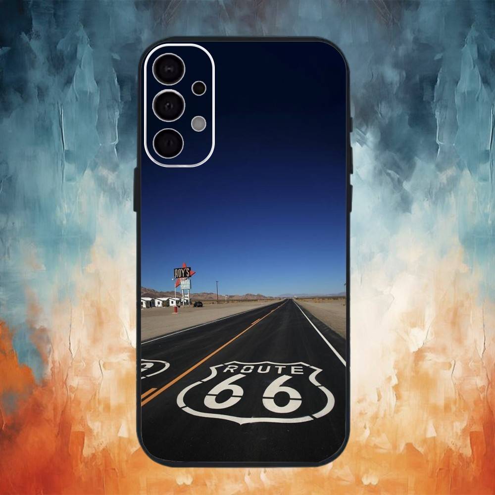 American Route 66 Phone Case For Samsung S25,S24,S21,S22,S23,S30,Ultra,S20,Plus,Fe,Note,10,9,5G Black Cover