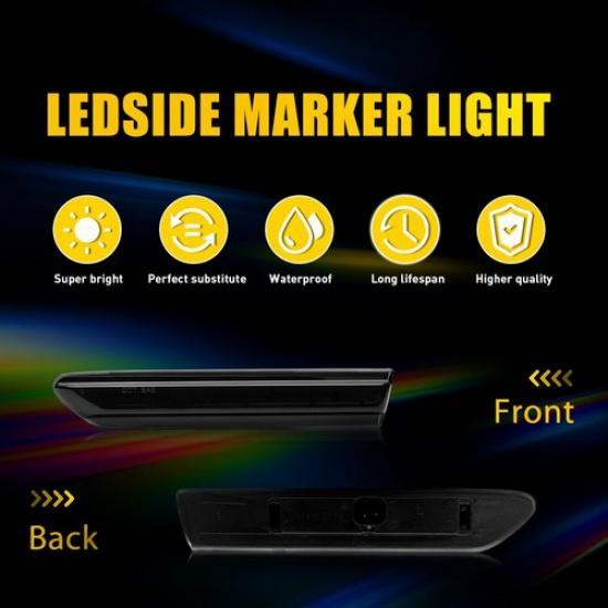 2X For 2004-2008 Acura TL Front White LED Side Marker Lights Smoked Lens EOOK