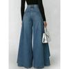 Women's High Waisted Wide Leg Jeans Overlay Flare Denim Pants with Pockets for Female High Street Elegant Fashionable Long Jeans