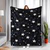 Black Starry Sky Flannel Throw Blanket White Star Glitter Print Soft Lightweight Kids Bedroom Decor Blanket