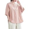 Chic 2025 Summer Linen Top & Shorts Set for Middle-Aged Women - Plus Size, Solid Color, Casual Short Sleeve