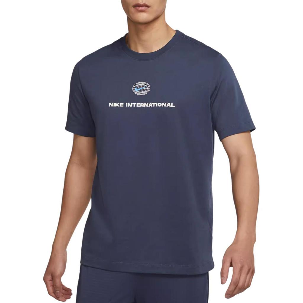 Nike T-shirt Girocollo Logo Colore Unico Heritage Uomo Top Blu DM5440-437