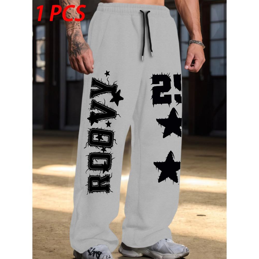 

Star Printed Fashionable Street Style Drawstring Sports Pants, Suitable for Casual Fashion and Versatile, Comfortable and Close Fitting XXL