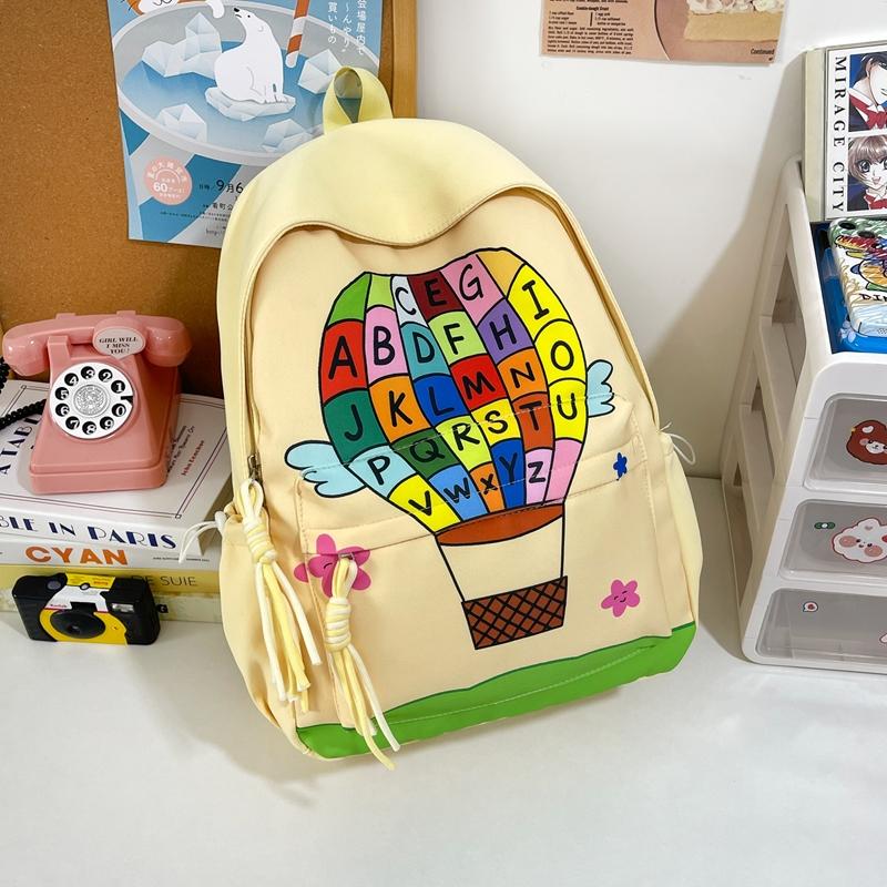 Student Cartoon Schoolbag Letter Print Backpack