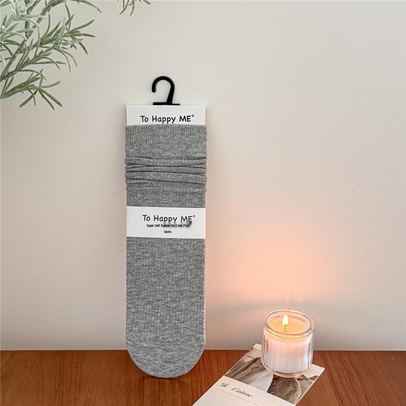 Japanese Preppy Style Ribbed Crew Mid-Calf Socks with Mary Jane Shoes