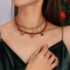 Trendy European & American Christmas Tree Polymer Clay Beaded Necklace Set with Bell Clavicle Chain