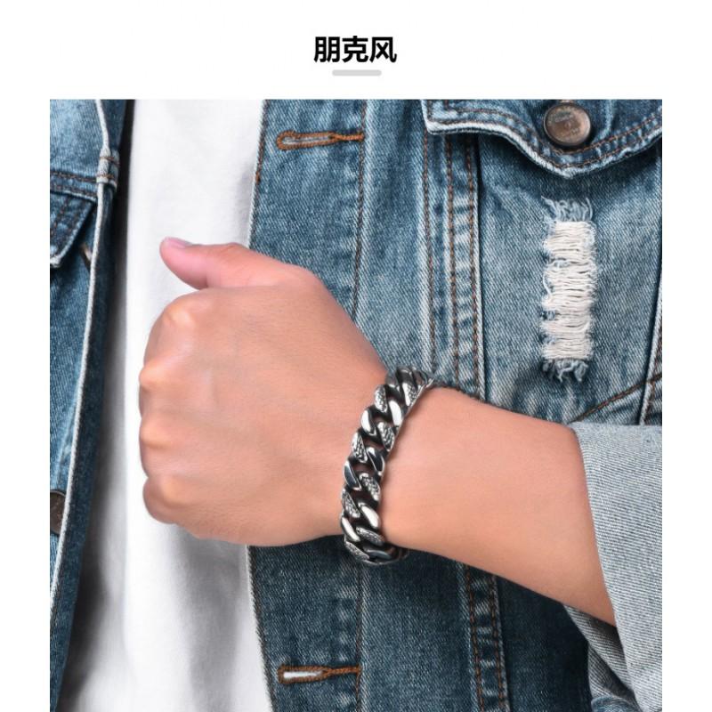 Herren Edelstahl Armband 14mm Poliert Schlangenstruktur Geometrisches Design Minimalistisch Markant Biker Stil