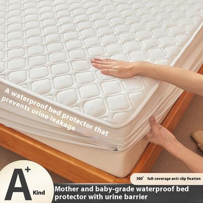 NEW Solid Color Quilted Embossed Waterproof Mattress Protector Fitted Sheet Style Cover for Mattress Thick Soft Pad for Bed