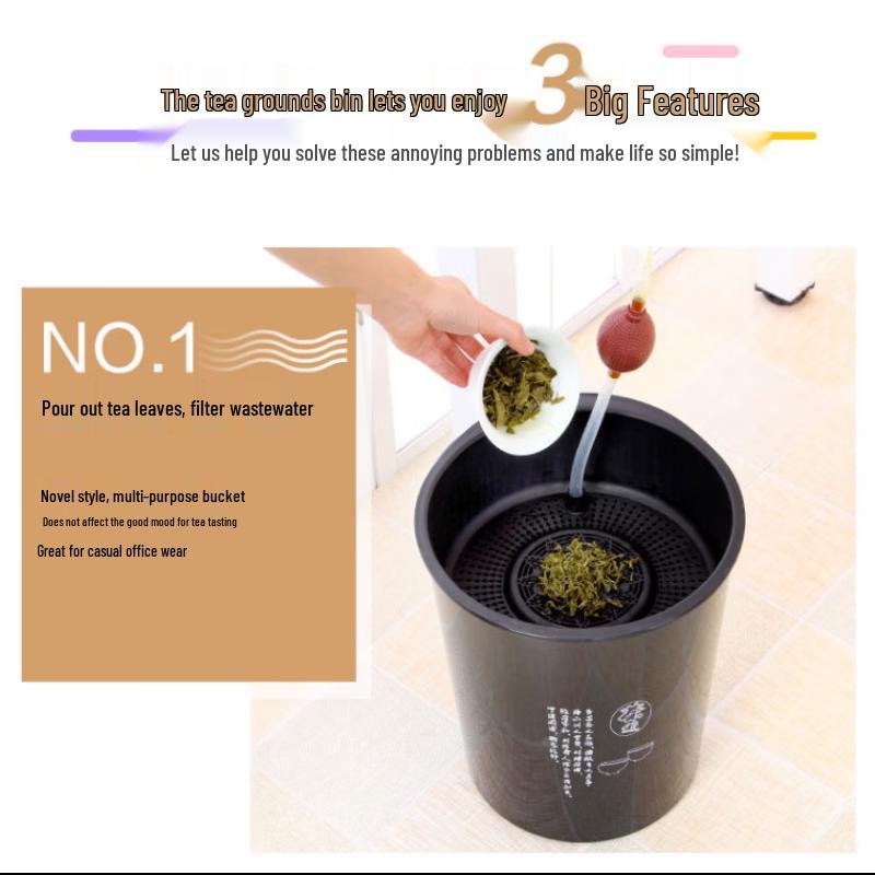 Huabeishi Thickened Tea Waste Bin with Filter