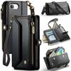 Crossbody for iPhone 17e 16e Wallet Case RFID Blocking 7 Card Holder Zipper Pocket Magnetic Flip Wristlet Shoulder Strap Case