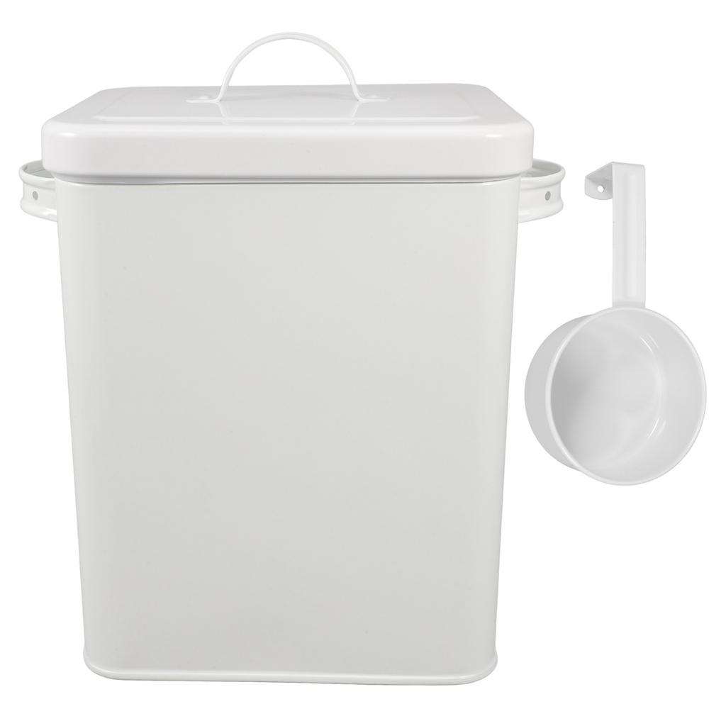 Large Airtight Metal Storage Container with Built-in Spoon for Rice Flour Sugar Dry Food Pantry Organization Kitchen Home Use