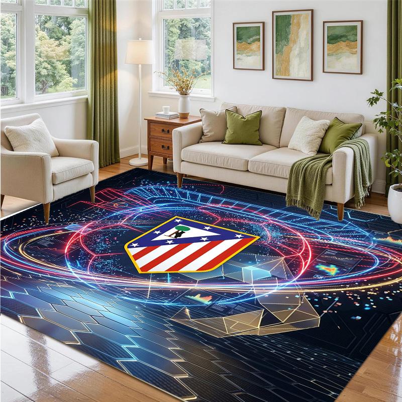 Atletico Madrid Design Crystal Velvet Rug Soft Decorative Mat for Bedroom Entrance