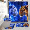 4Pcs Multicolor Background Shower Curtain Set with Non-Slip Bath Mat, Toilet Lid Cover, Contour Rug & 12 Hooks, Bathroom Decor