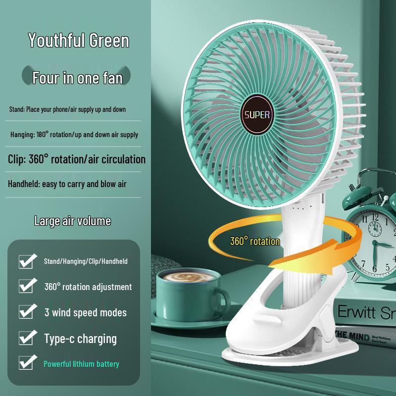 Portable USB Rechargeable Folding Fan: Compact Handheld & Desktop Clip Fan