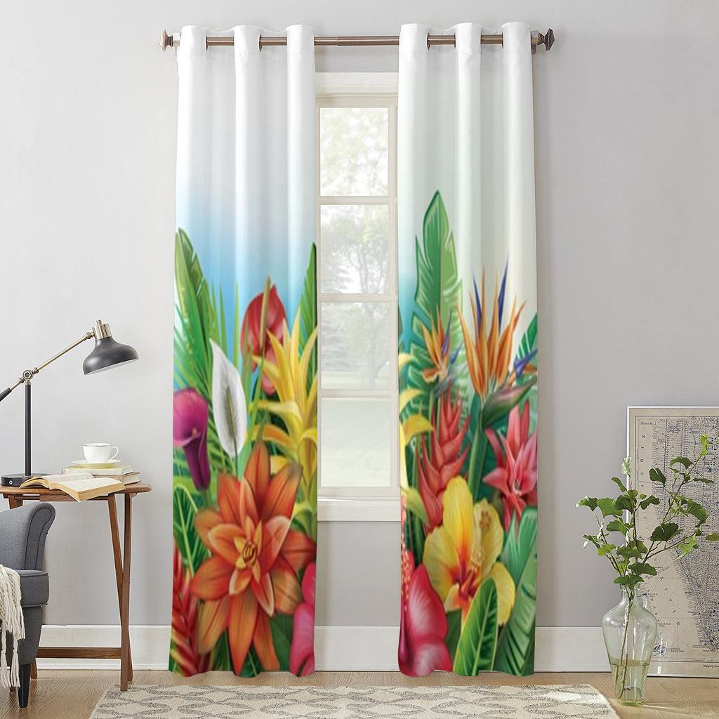 Perdele de Fereastră cu Flori Tropicale Pentru Living Dormitor Lux Modern Perdele de Bucătărie Draperii din Material