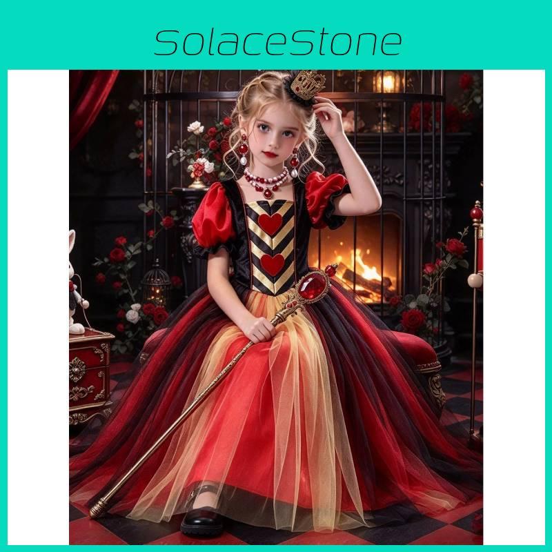 Alice In Wonderland The Red Queen Cosplay Dress For Girls With Polyester Fabric For Costume Parties