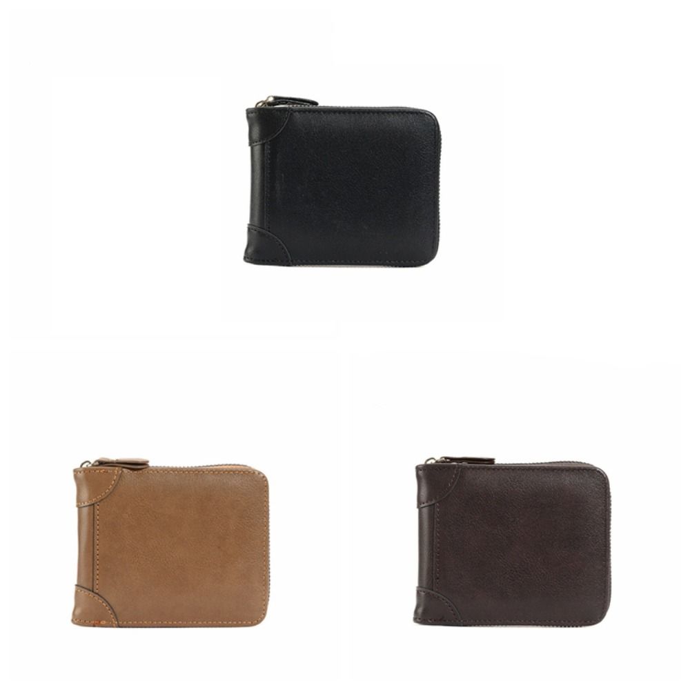 PU Leather Men Short Wallet with Zipper Men Coin Purses Elegant Men Card Holder  Men