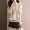 Women's Twisted Cable Knit Sweater - Half-High Neck, Lazy Style, Solid Color, Warm Base Layer for Autumn and Winter.