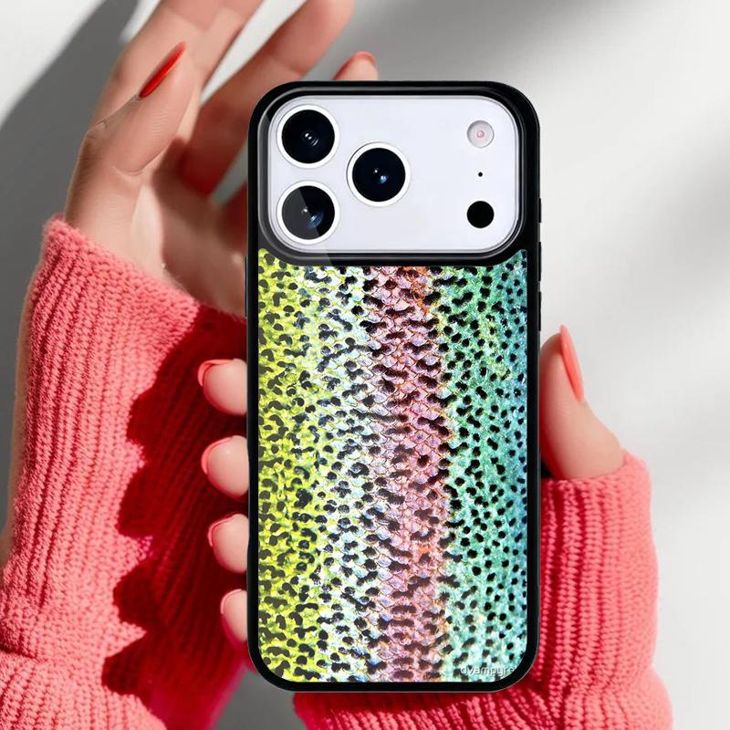 Rainbow Trout Fishing Skin Phone Case for iPhone 17 Air 16e 15 14 13 Pro Max Back Cover for 12 11 Pro Coque