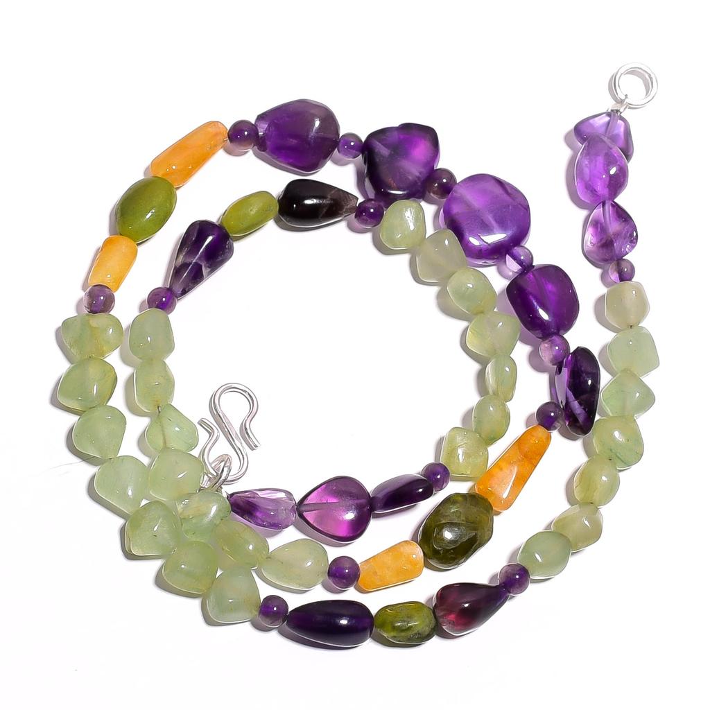Natural Amethyst Aventurine Vasonite Gemstone Smooth Beads Necklace 17" UB-4125 UB-4125