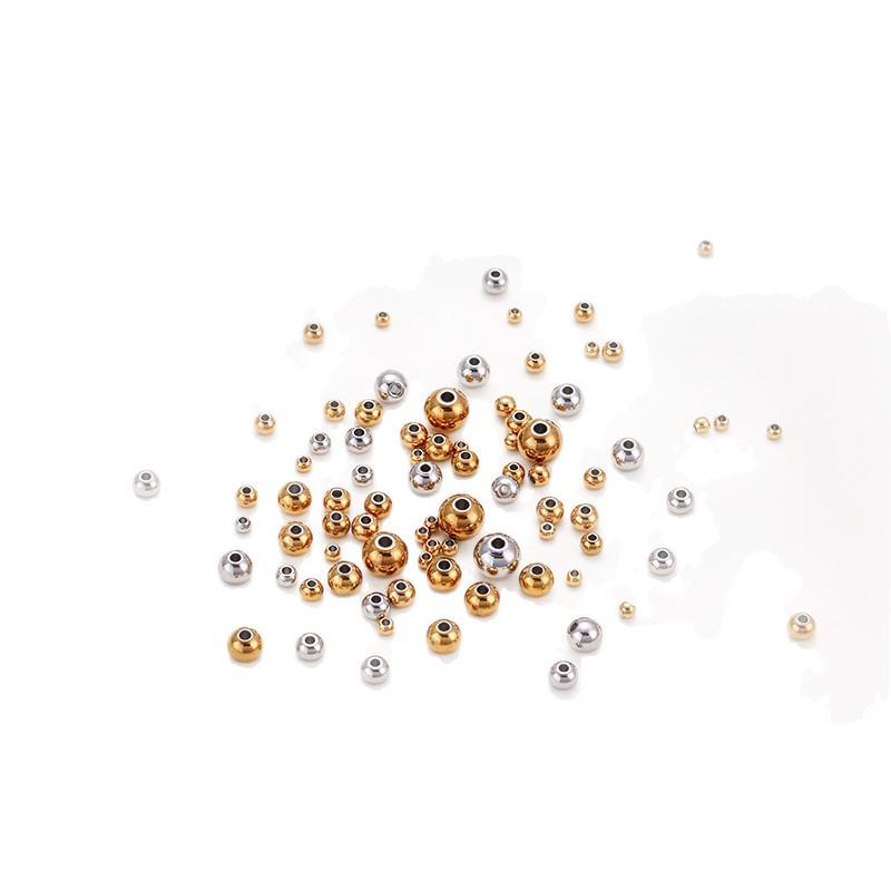 18K Gold Color-Preserving Stainless Steel Round Beads for DIY Jewelry and Bracelets.