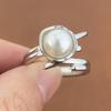 925 Sterling Silver Rings for Women Couple Minimalist Handmade Simple Pearl Heart Ring Party Jewelry Gift Prevent Allergy