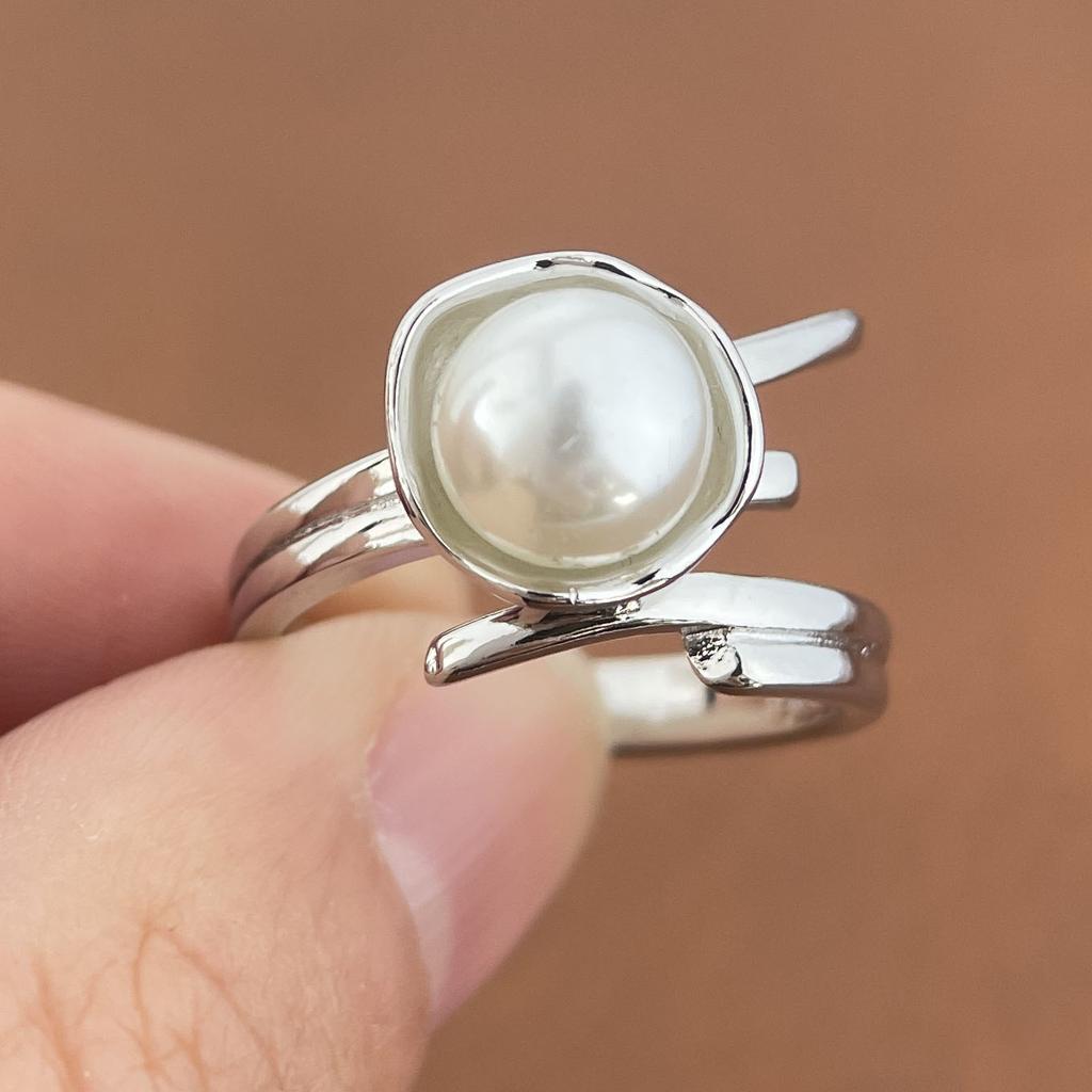 925 Sterling Silver Rings for Women Couple Minimalist Handmade Simple Pearl Heart Ring Party Jewelry Gift Prevent Allergy