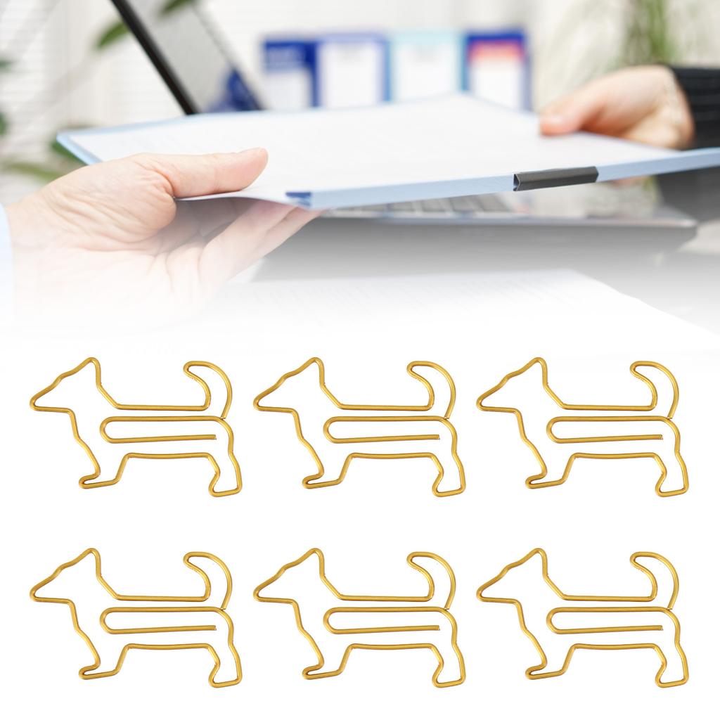 100pcs Dog Shape Paper Clips Crtively Cute Plated Metal Bookmark Paper Clips for Students Stationery