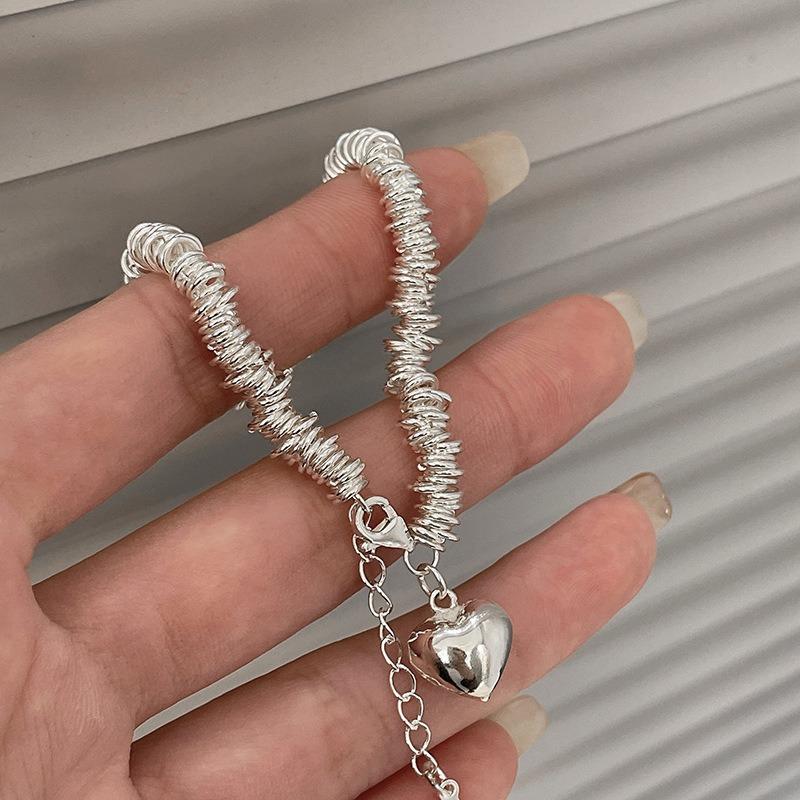Korean Style Smooth Heart Interlocking Circle Fashion Bracelet For Women