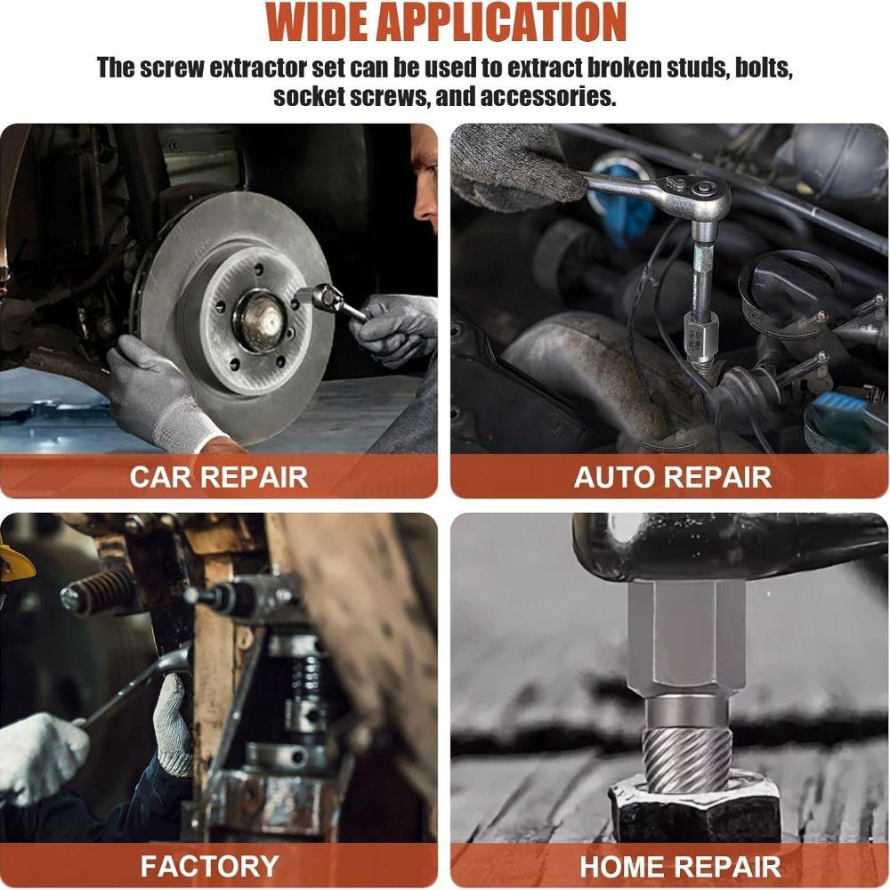 Reverse Thread Bolt Extractor Kit Carbon Steel Screw Remover Tool Screw Extractor Set  DIY Home