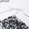 BITCED Summer Women's Fashion Sexy Halterneck Backless Sequinned Crop Top