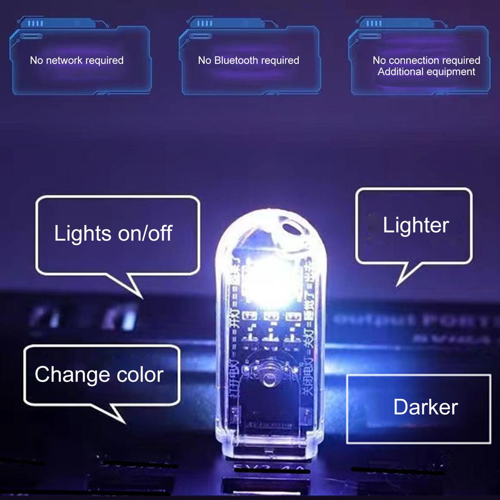 Smart Voice Control Night Light Colorful USB Night Lights Motion Sensor No Internet Connection Car Intrerior Decorative