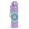 1PC Blue Mandala Pattern 750ml Color Plastic Sports Water Bottle Leakproof Flip Straw Lid Suitable for Sports Office Home Use