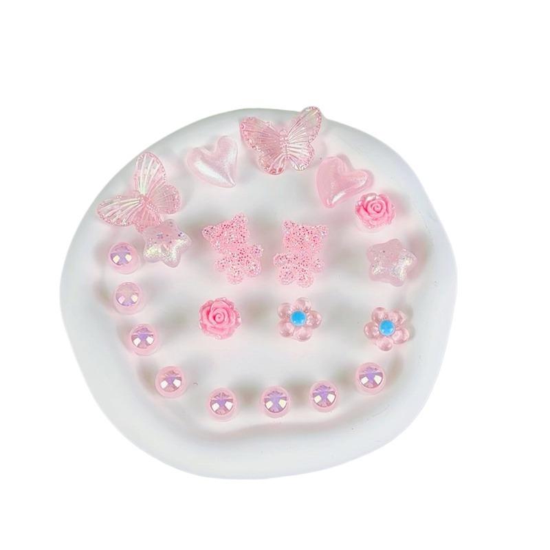 

Набор из 20 шт. шармов для обуви, аксессуары, пряжка для обуви с отверстиями, розовый прозрачный кристалл, маленький медвежонок, бабочка, жемчуг, украшения для обуви DIY