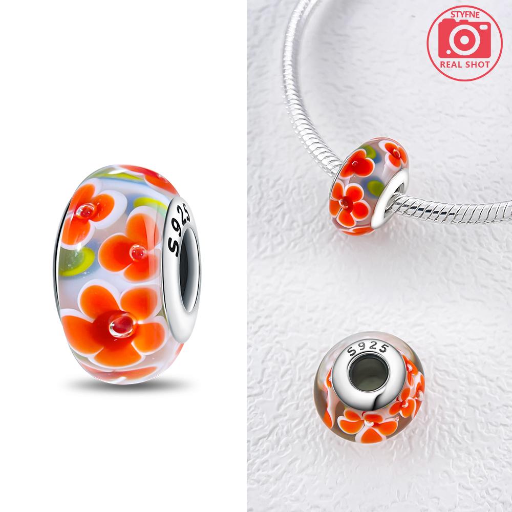 Charms Plata Flower Bubble Mini Murano Glass Beads Copper Colors For Charms Copper Colors Original Bracelet For Jewelry Making