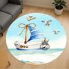 1pc Sailboat Seagulls Round Chair Mat Office Area Rug - Non-Slip, Floor Mat for Office, Bedroom, and Indoor Decor P127270