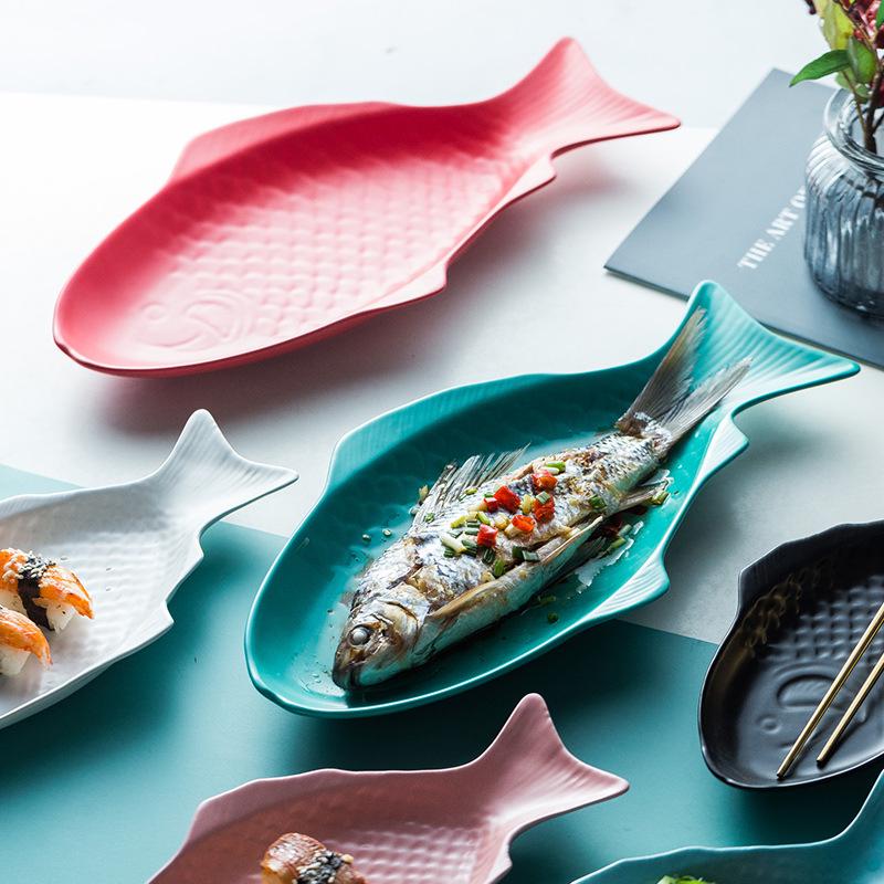 Nordic Style Ceramic Fish Plate for Breakfast & Western Cuisine