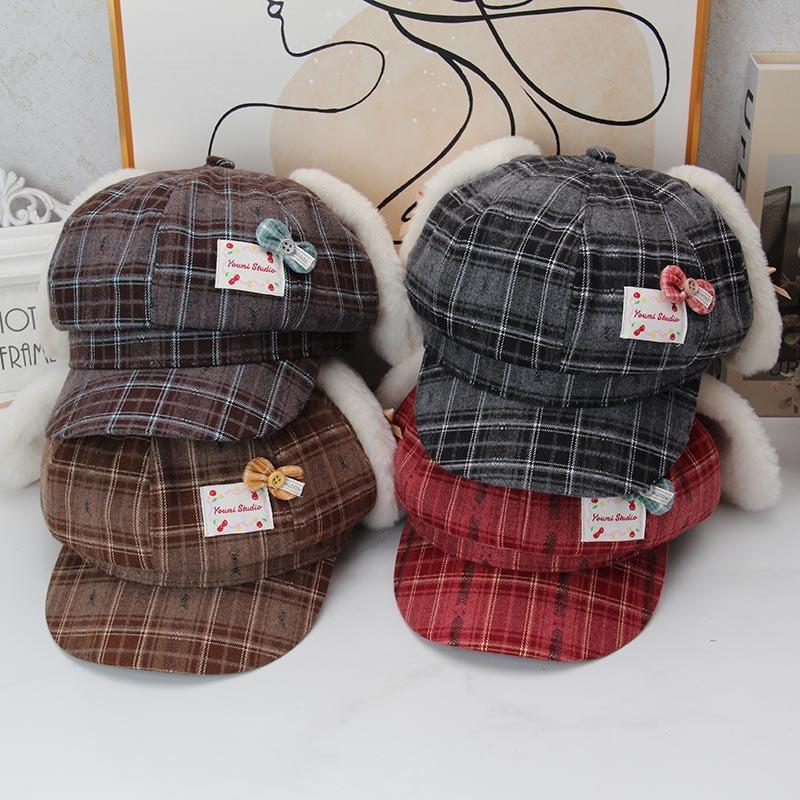 Cute Rabbit Ear Octagonal Hat Children Summer New Travel Sweet Versatile Big Head Circumference Show Face Small Beret