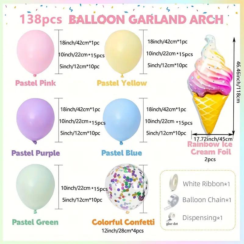 Ice Cream Macaron Balloon Chain Set for Summer Parties and Weddings