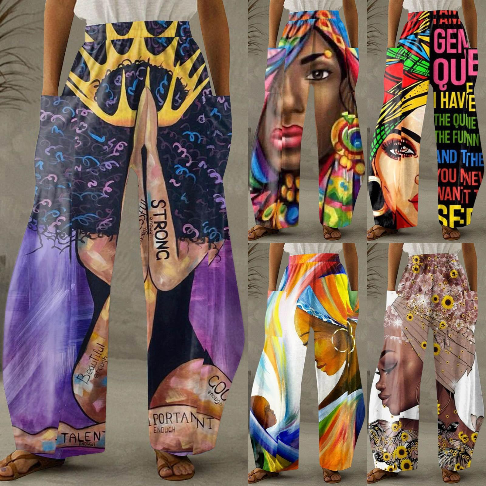 

Брюки с принтом, повседневные прямые брюки, свободные широкие брюки большого размера, классические модные брюки Dashiki