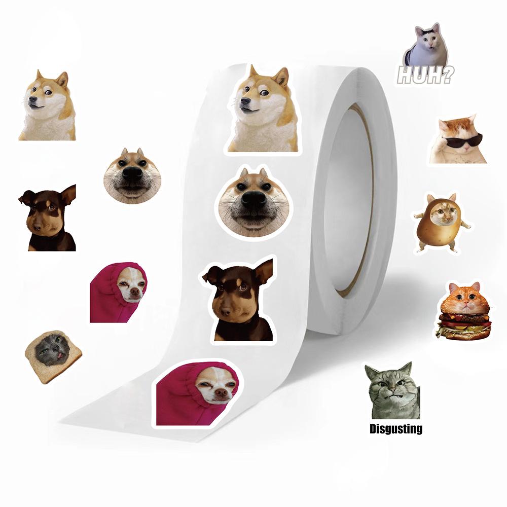 500 Pieces/roll Roll Sticker Hot-selling Tape Cat Emoticon Package Sticker Hand Account Material Decorative Envelope Sticker